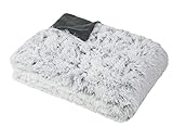 ZOLLNER Kuscheldecke, 220x240 cm, Kunstfell, Mikrofaser, Wendedecke, weiß-grau