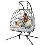 FREDEES Hängesessel 2 Personen, Indoor/Outdoor Hängesessel mit Gestell und Kissen,...