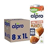 Alpro Mandeldrink Ohne Zucker – Quelle von Calcium und Vitaminen – Zuckerfrei,...