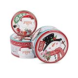 Rotes Metall-Gebäckdosen 3er Set – Weihnachts- & Schneemann-Motiv –...