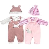 ZWOOS Puppenkleidung für Babypuppen 35-43 cm, süßes Outfit mit Hut kompatibel mit Baby...
