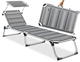 KESSER® Sonnenliege Sun mit Dach Gartenliege Liegestuhl klappbar Sonnendach...