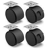 Nirox 4er Set Möbelrollen 40 mm - Lenkrollen mit Bremse bis 25 kg pro Rad - Schwenkrollen...