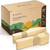 greenli® Einwegbesteck Set - 200 Holzgabeln und Holzmesser - Nachhaltiges Einweggeschirr...
