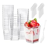 50 Stück Desserttasse mit 50 Stück Löffeln, 5 OZ /160ML Dessertbecher Klare...