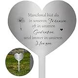 shockassist Grabschmuck Wetterfest, Grabstecker Edelstahl Herz, Grabdekoration mit Spruch...
