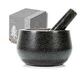BERGART Mörser mit Stößel aus Granit (Ø 13 cm) – Gewürzmörser mit rauer...