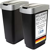 2friends Duo Mülleimer Küche 2 Fächer 50L - Geruchsdicht Doppel Abfalleimer mit...