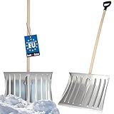 KOTARBAU® Schneeschaufel Schneeschieber 50cm mit Holzstiel Verstärkt Aluminium...