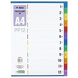 D.RECT Register für A4, PP12, 12 Trennblätter, Ringbuchregister, Taben mit...