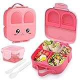 Bento Box Kinder, Brotdose mit 4 Fächern Kindergarten Lunchbox Auslaufsicher...