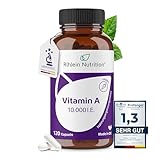 Vitamin A Hochdosiert 10000 IE - 120 Kapseln 4 Monate Vorrat - Augen Vitamine Retinol -...