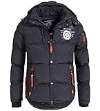 Geographical Norway Herren Outdoor Parka warme Winterjacke Steeppjacke, XXL, Schwarz