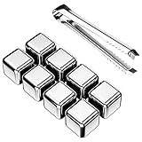 Firschoie Eiswürfel Edelstahl, 8 Stück Wiederverwendbare Edelstahl Eiswürfel + Clips,...