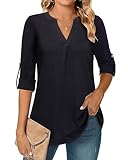 Amrto Damen Bluse Elegant Long Bluse Damen Sommer Elegant Bluse Tunika Schwarze...