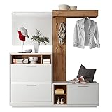 MILANO Kompaktgarderobe in Weiß, Wildeiche Optik - Modernes Flurgarderoben Set mit...