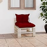 Mogou Garten-Paletten-Mittelsofa mit Kissen, Garten Loungemöbel, Lounge Sofa Outdoor,...