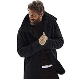 Fleece Gefüttert Jacken für Herren Winter Revers Thermomäntel mit Langen Ärmeln Button...