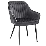 SONGMICS Esszimmerstuhl, Sessel, gepolsterter Sitz, mit Armlehnen, Sitzbreite 49 cm,...