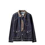 Schwarze robuste amerikanische Retro-Jagdjacke aus Kordsamt mit Nähten, Denim-Jacke,...