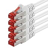 1aTTack.de 5x 5m - Cat 6 Netzwerk-Kabel Patch-Kabel Cat6 RJ45 SFTP - Weiß