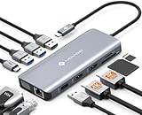 NOVOO USB C Docking Station Triple Display 11 in 1 USB C Dual 4K@60Hz HDMI USB C Hub VGA...