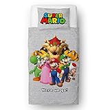 Nintendo Super Mario Offizielles Bettbezug-Set für Einzelbett, Here We Go Design,...