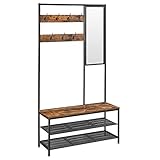 VASAGLE Kleiderständer, Garderobe, Garderobenständer mit Haken, Spiegel,...