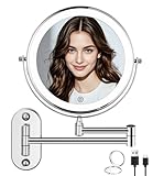 Wandmontage Vergrößerung mit Beleuchtung, 1X/ 10X Vergrößerung Dimmbarer...