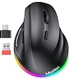 MEETION Ergonomische Maus, Kabellose Vertikale Maus RGB Wiederaufladbare...