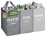 COTTARA® Mülltrennsystem 3fach Plastik, Glas, Papier | Starker Stand 4 Stabilisatoren |...