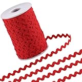 GORGECRAFT 50m X 5mm RIC-Rac-Besatzband Rote Welle Biegefransenbesatz Gewebtes...