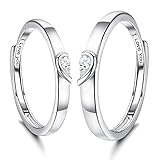 KALVICA Herz Paar Ring Silber 925 für Damen und Herren Verstellbare Ringe für Paare...