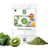 GREENORA Superfoods Green Powder Spirulina, Spinat, Ingwer, Grünkohl, Mango, Kiwi...