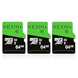 KEXIN Micro SD Karte 64GB 3er Pack, Speicherkarte Micro SD mit Adapter, UHS-I, U1, A1, C10...