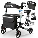 Arebos Leichtgewicht Rollator Aluminium | Reiserollator 6-fach höhenverstellbar | Faltbar...