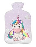 Wärmflasche mit Pullover Bezug 2 Liter Bettflasche mit schönen Fleece-Druck...