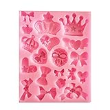 2 Stück Silikon-Kronen-Fondant-Bonbon-Formen, Schleife, Silikon-Fondant-Form, Krone,...