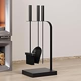 Kingson Kaminbesteck 4-teilig Kaminbesteck schwarz Kaminbesteck Set für...