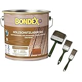 zbs24 Bondex Holzlasur 3in1 für außen, tropfgehemmt, inkl. 3-teiliges Pinselset, hohe...