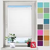 bobodeco Plissee ohne Bohren Plissees Klemmfix - Weiß 80 x 120 cm (BxH) - Easyfix...