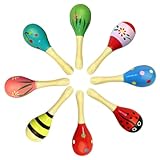 8 Stück Maracas, Holz Rassel für Musikunterricht Professionelle, Rassel Musikinstrument...