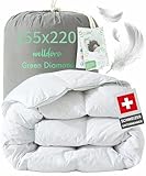 Welldora Komfort Bettdecke 155x220 | 1535g extraweiche Federn & Daunen | Fachärztlich...