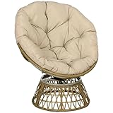 Outsunny Papasansessel Korbsessel Rattan Drehsessel mit Polster 360 Grad...