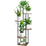 YOCOMEY 6-Tier Hölzern Blumenregal Pflanzenregal, Mehrstöckig Blumenständer...