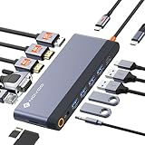 NOVOO USB C Docking Station 4 Monitore 14-in-1 USB C Hub mit 4K@120Hz...