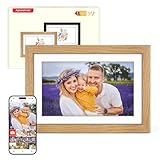 Digitaler Bilderrahmen Holz WLAN mit 32GB Speicher, 10.1 Zoll Elektronischer...