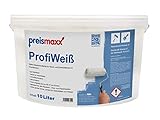 Preismaxx Profiweiß Wandfarbe weiß 10L, hohe Deckkraft, Dispersionsfarbe weiß innen,...