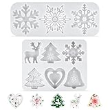 Silikonform Weihnachten, 2 Stück Weihnachten Resin Formen, Harz Schneeflocke...