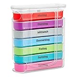 WELLGRO Tablettenbox für 7 Tage, Pillendose je 4 Fächer pro Tag,...